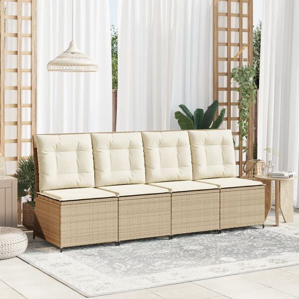 vidaXL Reclining Patio Sofa Beige and Cream White