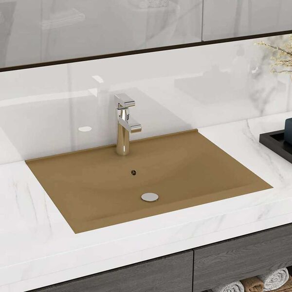 vidaXL Luxury Basin with Faucet Hole Matt Cream 23.6x18.1" Ceramic