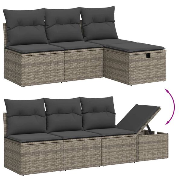 vidaXL Garden Sofa Set Grey PE Rattan, steel 7 Piece Set Modular