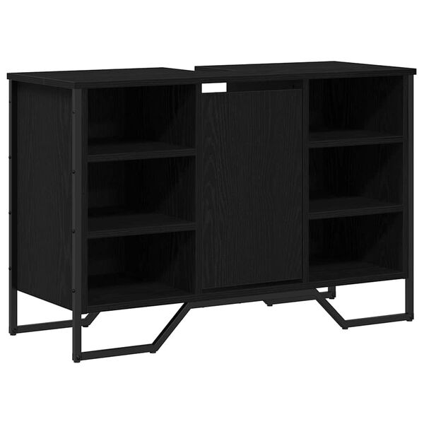 vidaXL Bathroom Sink Cabinet Black Oak 35.83 x 13.78 x 23.62 in