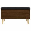 vidaXL Storage Bench Brown Oak, Black Engineered wood, Faux leather Medium