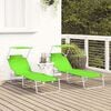 vidaXL Sun Lounger Green Powder-coated Steel Standard Foldable