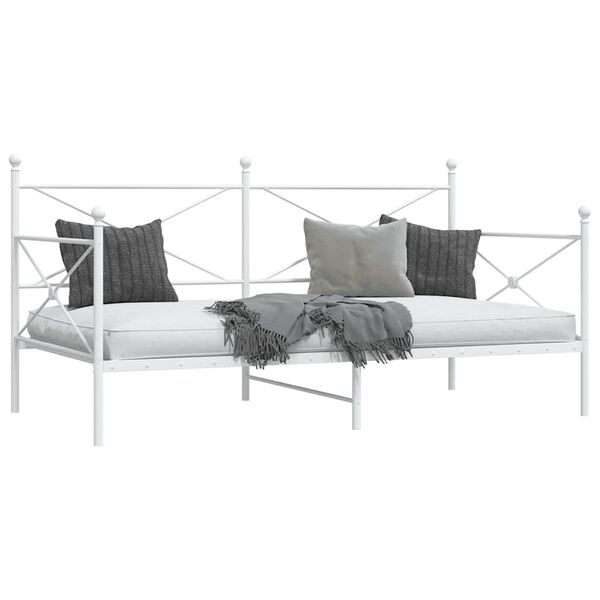 vidaXL Daybed with Trundle White Steel 39.4 x 78.7 in