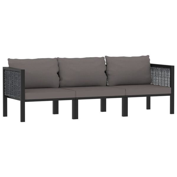 vidaXL 3-seater Sofa Anthracite Poly rattan Medium Modular