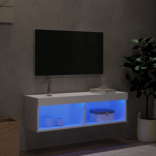 vidaXL TV Stand with LED Lights White 39.4"x11.8"x11.8"