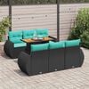 vidaXL 7 Piece Patio Sofa Set with Cushions Black Poly Rattan