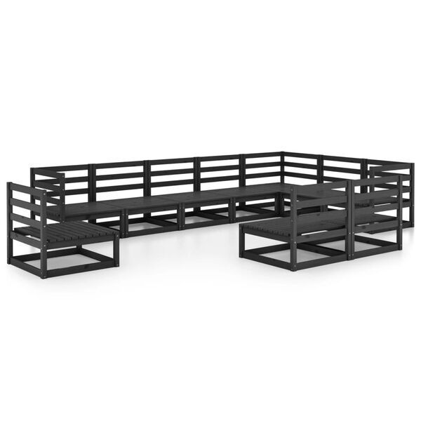 vidaXL Garden Lounge Set Black Solid Pine Wood Large Modular Rustic