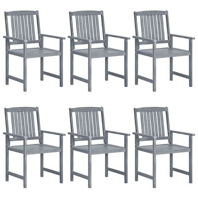 vidaXL Patio Chairs 6 pcs Solid Acacia Wood Gray