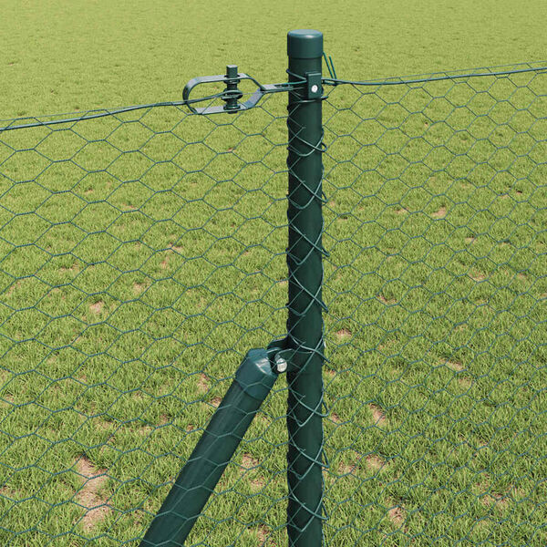 vidaXL Fence Post Green 328.08 x 4.92 ft (0.98 in mesh) Steel and PVC