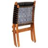 vidaXL Chair Black Genuine goat leather and solid acacia wood