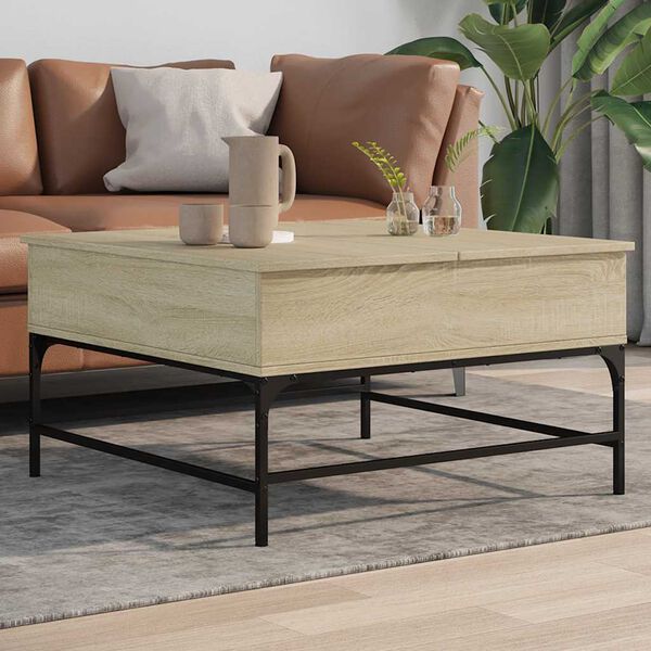 vidaXL Coffee Table Sonoma Oak Engineered Wood, Metal Medium
