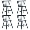 vidaXL Dining Chair Set of 4 Black Solid rubber wood and bent wood