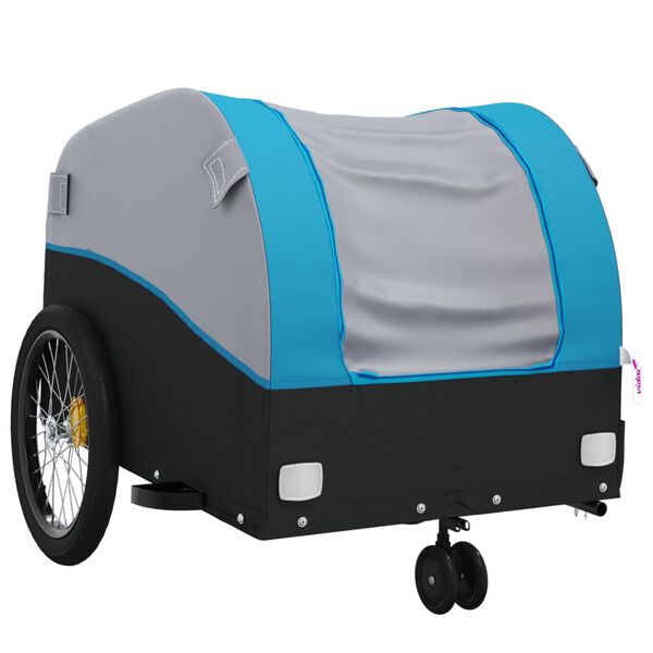 vidaXL Bike Trailer Black and Blue 66.1 lb Iron