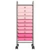 vidaXL 10-Drawer Mobile Storage Trolley Ombre Pink Plastic