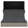 vidaXL Double Sun Lounger Grey PE Rattan, Powder-coated Steel Double