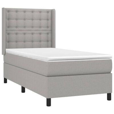 vidaXL Box Spring Bed with Mattress Light Gray Twin XL Fabric