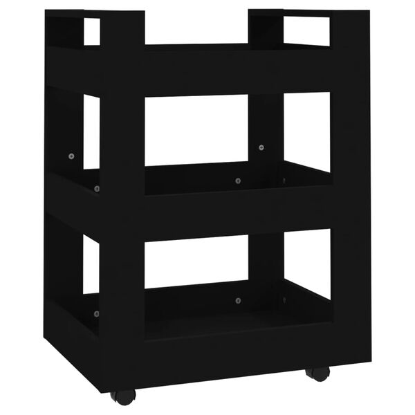 vidaXL Kitchen Trolley Black 23.6x17.7x31.5" Engineered Wood