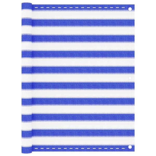 vidaXL Balcony Screen Blue and White 47.2x118.1" HDPE