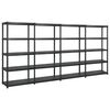 vidaXL Storage Shelf 5-Tier Black 133.9x15.7x72.8" Plastic (4x147685)