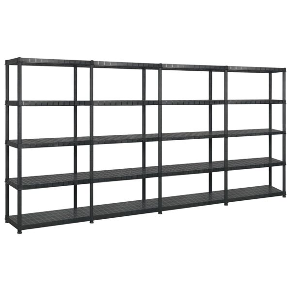 vidaXL Storage Shelf 5-Tier Black 133.9x15.7x72.8" Plastic (4x147685)