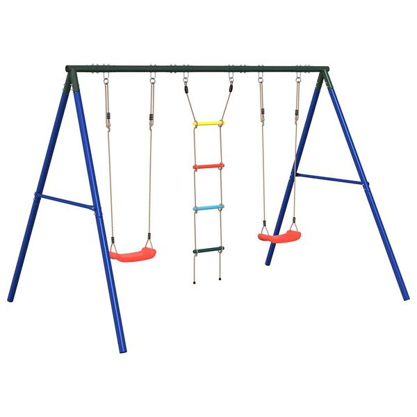 vidaXL Outdoor Swing Set Multicolor Painted steel, PE (polyethylene) Large