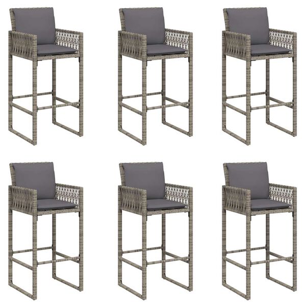 vidaXL Garden Bar Set Gray PE Rattan Large UV-resistant materials