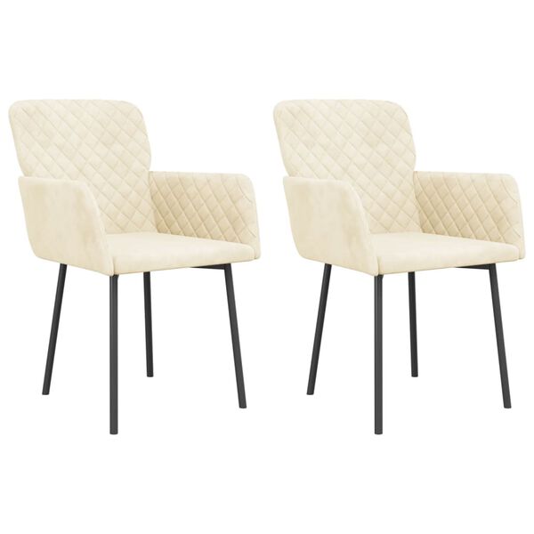 vidaXL Dining Chair Set of 2 Cream Velvet (100% polyester), metal, plywood