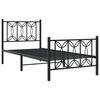 vidaXL Bed Frame Black Steel Single Bed Frame Rectangular Modern
