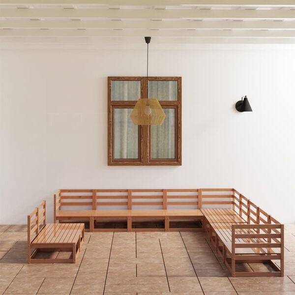 vidaXL Garden Lounge Set Honey brown Solid pinewood Large Modular