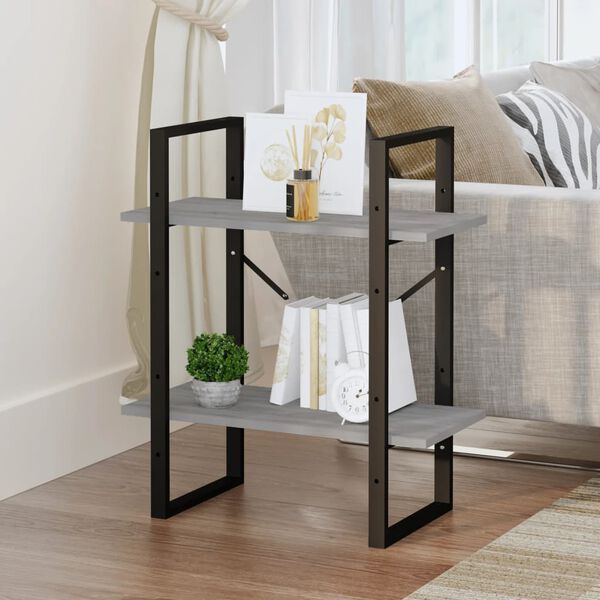 vidaXL Book Cabinet Grey Sonoma Engineered wood, metal 23.6x11.8x27.6 in