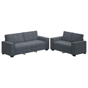vidaXL Sofa Set Dark Grey Velvet, Metal, Plywood, Solid Wood Large