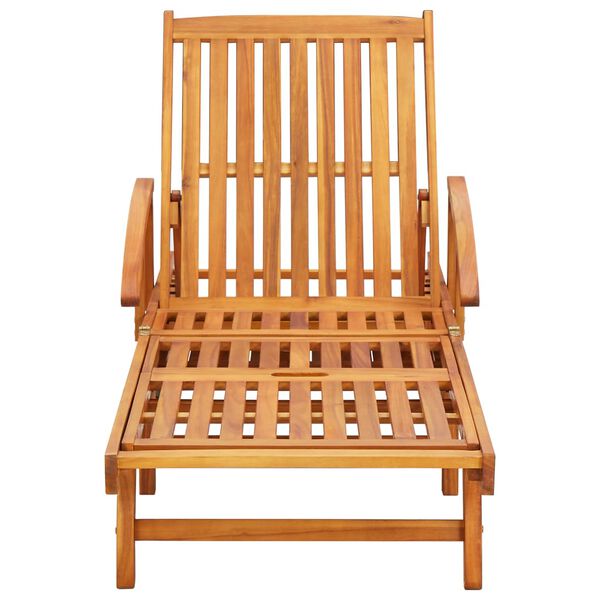 vidaXL Patio Sun Lounger Natural wood, Red check