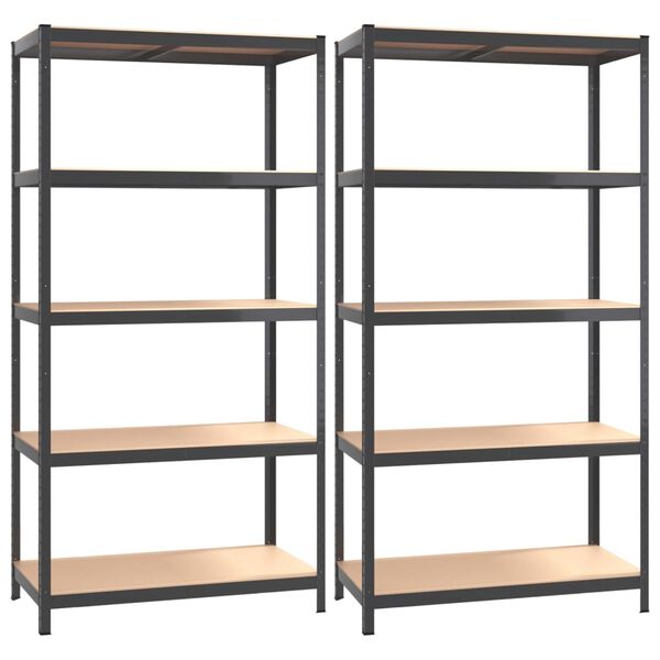 vidaXL 5-Layer Shelves 2 pcs Anthracite Steel&Engineered Wood
