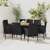 vidaXL Outdoor Dining Set Black PE rattan, steel, solid acacia wood, foam