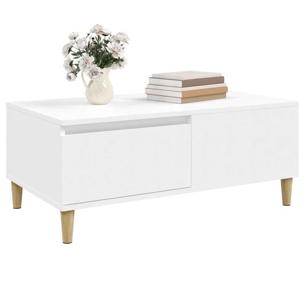 vidaXL Coffee Table White Engineered wood, solid eucalyptus wood Small