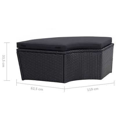 vidaXL Patio Lounge Bed with Canopy Poly Rattan Black