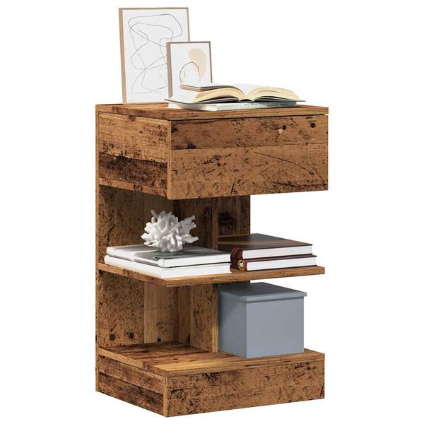 vidaXL Bedside Cabinet Set of 2 Old wood Engineered wood Medium