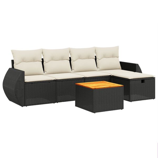 vidaXL Garden Sofa Set Black, Cream White