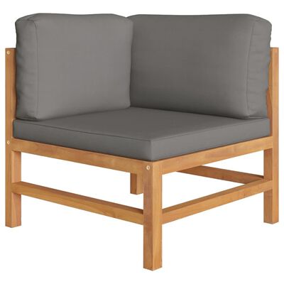 vidaXL 5 Piece Patio Lounge Set with Gray Cushions Solid Teak Wood