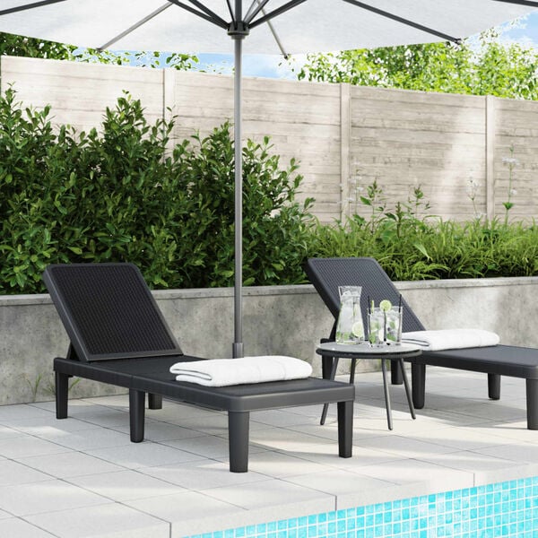 vidaXL Sun Lounger Black Polypropylene Standard Height-Adjustable