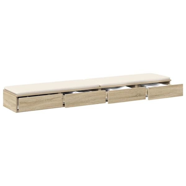 vidaXL Bed Drawers Sonoma Oak 70.87 x 14.37 x 6.50 in Engineered Wood