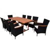 vidaXL 9 Piece Patio Dining Set with Cushions Poly Rattan Black