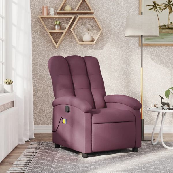 vidaXL Massage Recliner Chair Purple Polyester, Metal, Plywood Standard