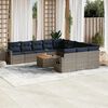 vidaXL 12 Piece Garden Sofa Set with Cushions Grey Poly Rattan