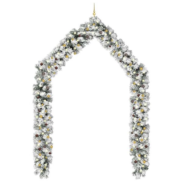 vidaXL Christmas Garland with LEDs&Ball Set Green 65.6' PVC