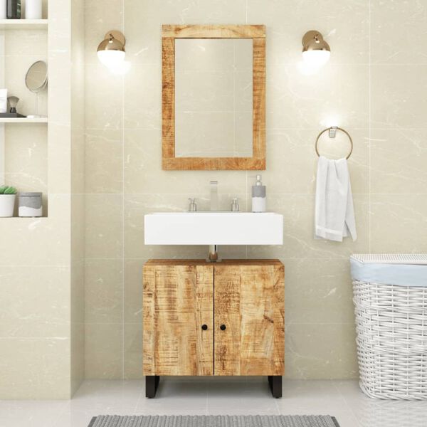 vidaXL Sink Cabinet Natural wood Solid mango wood Medium Sink Cabinet