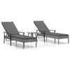 vidaXL Sun Lounger Grey PE rattan, powder-coated steel Extra Long