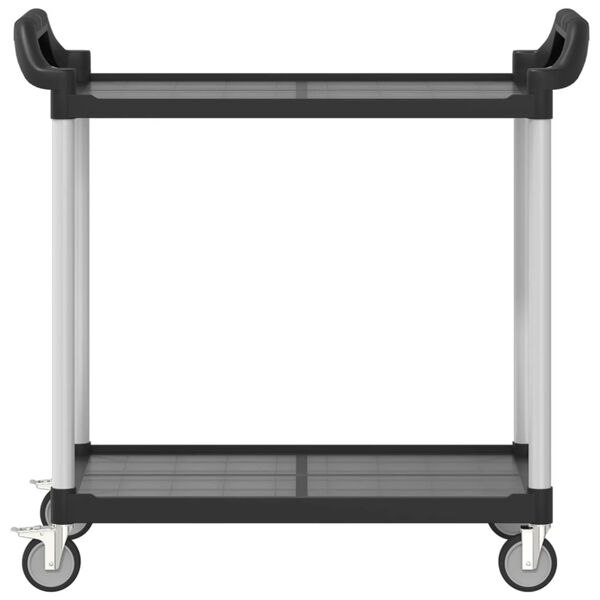 vidaXL 2-Tier Trolley Black 39"x19.7"x38.2" Aluminum