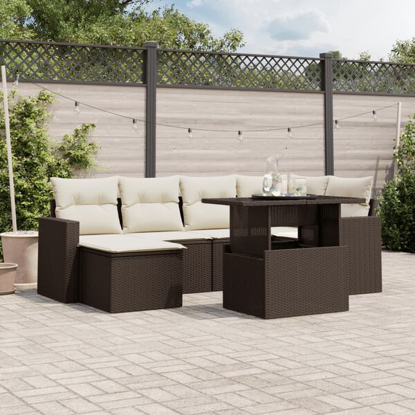 vidaXL Garden Sofa Set Brown PE Rattan 7 Piece Modular Garden Sofa Set