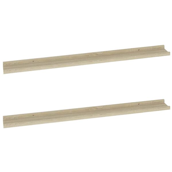 vidaXL Wall Shelf Set of 2 Sonoma oak MDF Large Floating Shelf